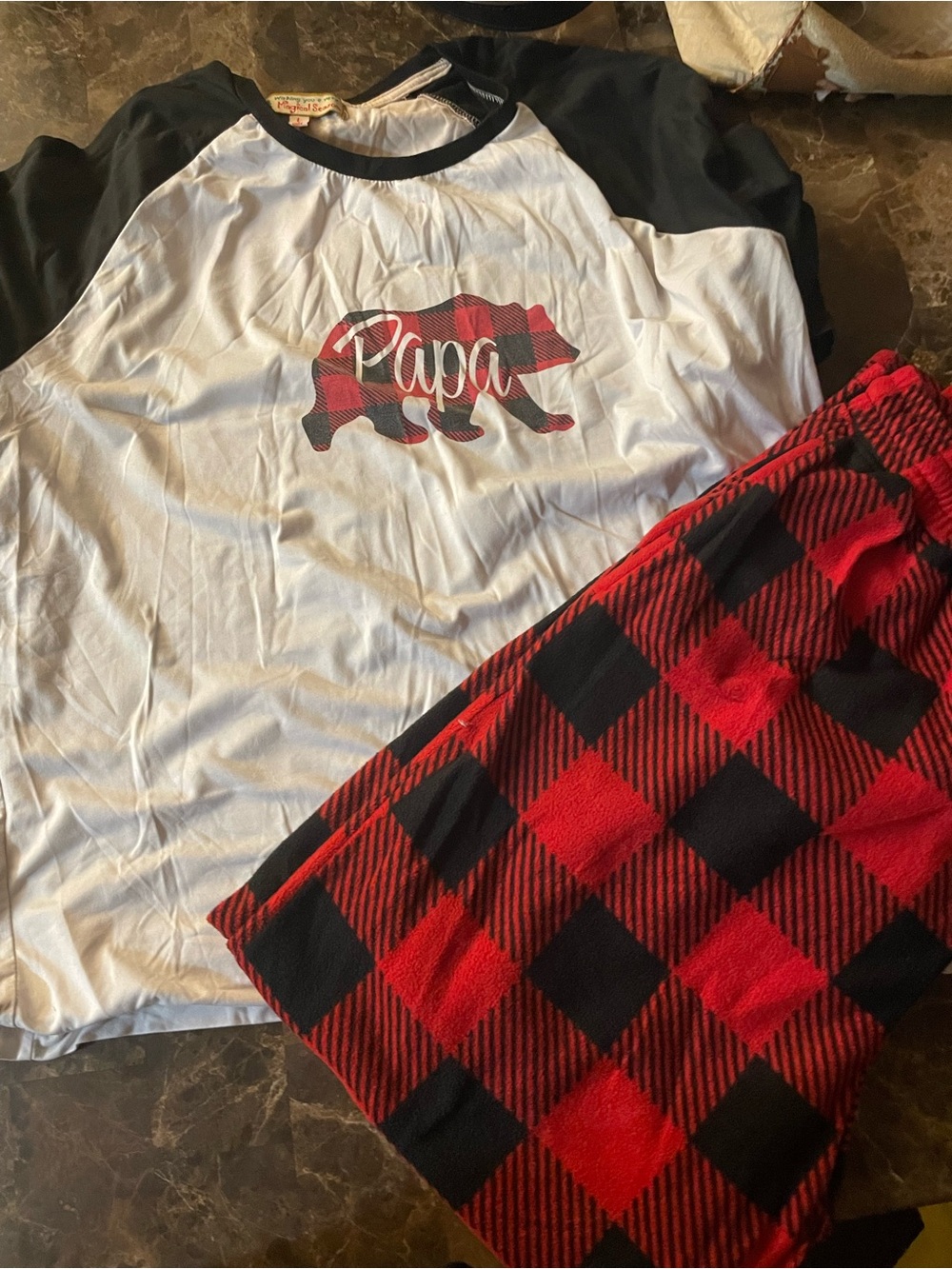 Men’s Buffalo Plaid 'Papa' Pajama Set - Red & Black